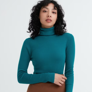 Uniqlo Extra Fine Merino Ribbed Turtleneck Long-Sleeve Sweater